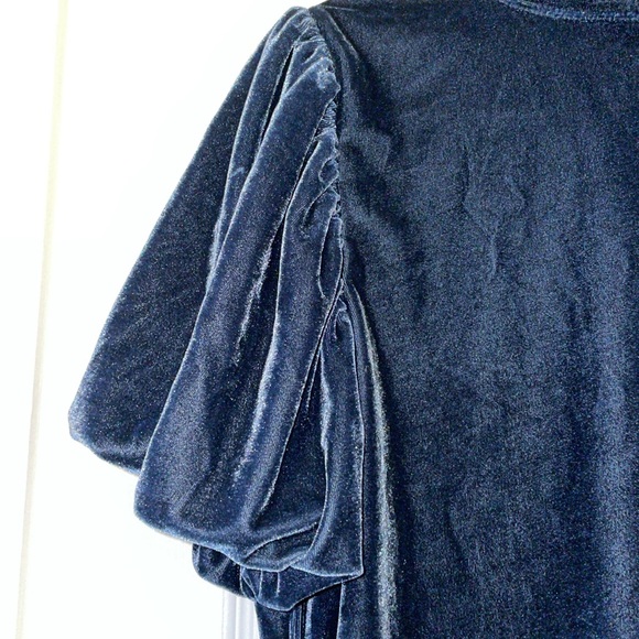 Free people Claudia puff sleeve mock neck velvet tee blouse - Picture 2 of 8